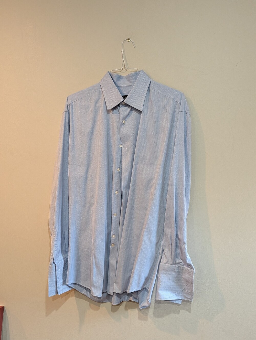 Ike Behar Light Blue French Cuff Dress Shirt Textured Woven Formal